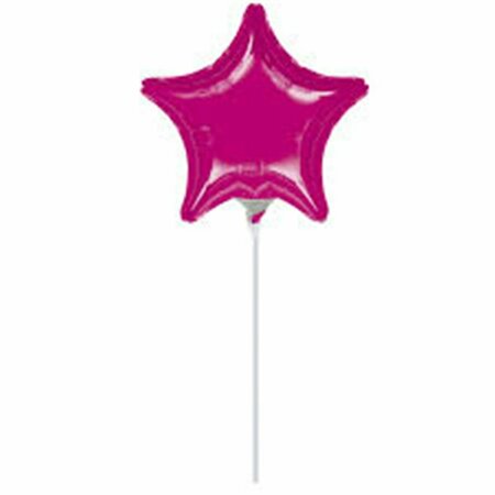 GOLDENGIFTS 9 in. Fuchsia Star Foil Inflated Balloon GO3578786